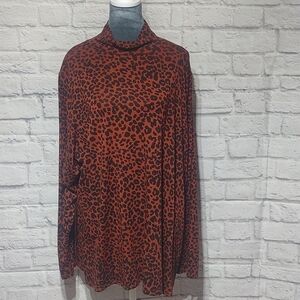 Ava&VIV Leopard Print Turtle Neck (2x) Rayon/Spandex Nwot